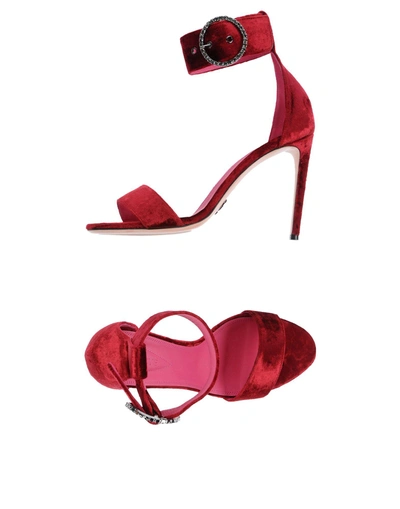 Shop Oscar Tiye Sandals In Maroon