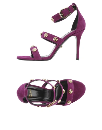 Shop Versace Sandals In Purple