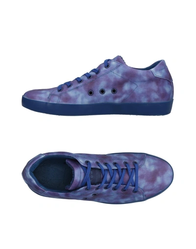 Shop Leather Crown Sneakers In Blue