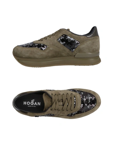 Shop Hogan Woman Sneakers Military Green Size 6 Leather