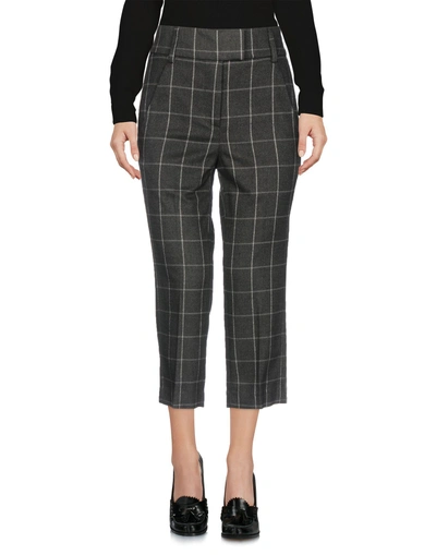 Shop Dondup Cropped Pants & Culottes In Grey