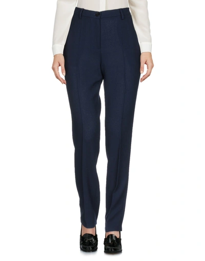 Shop Piccione•piccione Casual Pants In Dark Blue