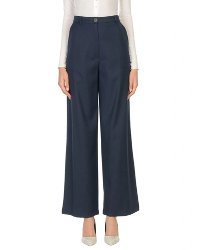 Shop Semicouture Casual Pants In Dark Blue