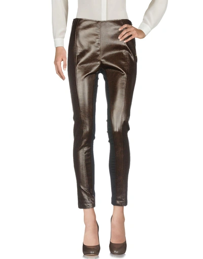 Shop Pinko Woman Pants Dark Brown Size 6 Cotton, Viscose, Polyamide, Elastane, Polyurethane