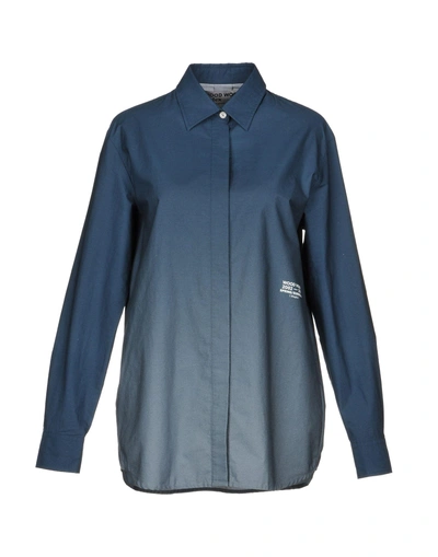 Shop Wood Wood Solid Color Shirts & Blouses In Slate Blue