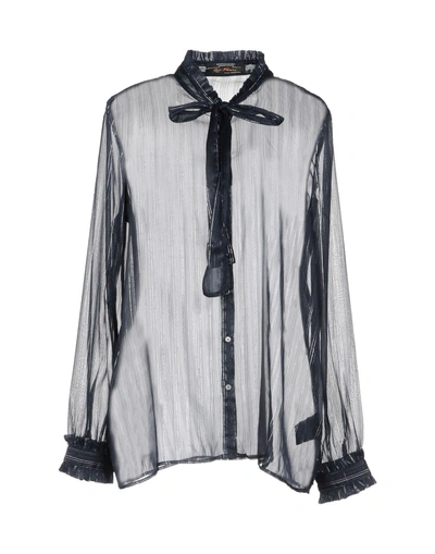 Shop Scotch & Soda Shirts & Blouses With Bow In Dark Blue