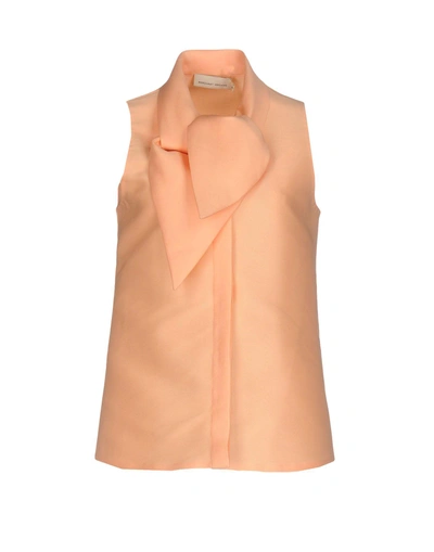 Shop Merchant Archive Shirts & Blouses With Bow In Salmon Pink
