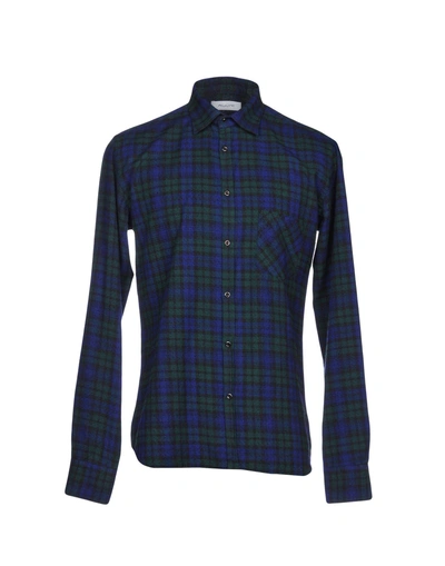 Shop Aglini Checked Shirt In Dark Blue