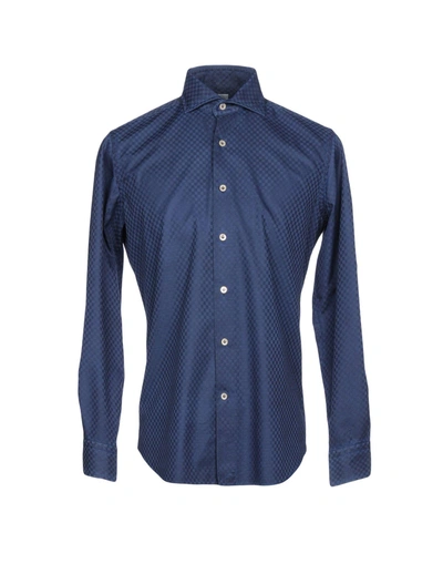 Shop Alessandro Gherardi Man Shirt Midnight Blue Size 15 ½ Cotton