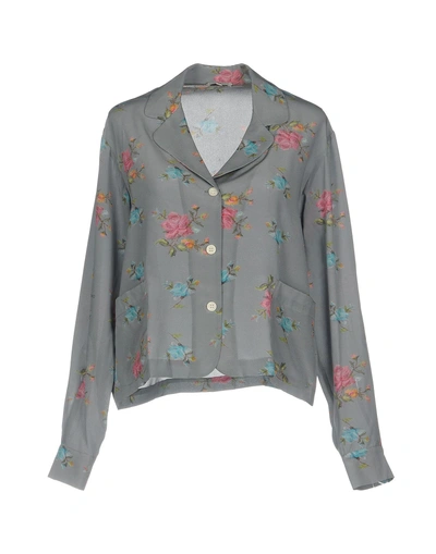 Shop Natasha Zinko Floral Shirts & Blouses In Grey