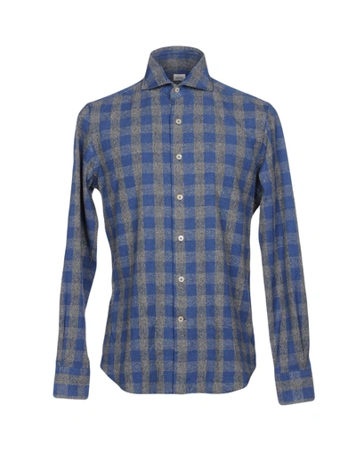 Shop Alessandro Gherardi Man Shirt Slate Blue Size 15 ½ Silk, Cotton, Wool, Cashmere