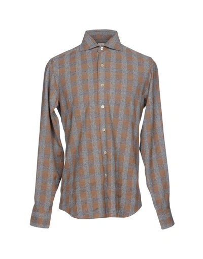 Shop Alessandro Gherardi Man Shirt Brown Size 15 ¾ Silk, Cotton, Wool, Cashmere