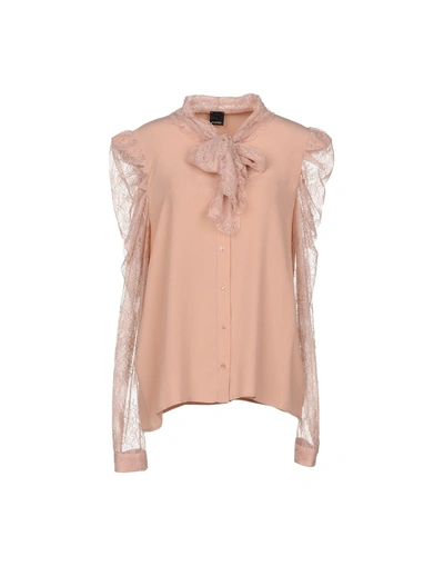 Shop Pinko Woman Shirt Pastel Pink Size 4 Acetate, Silk, Polyamide