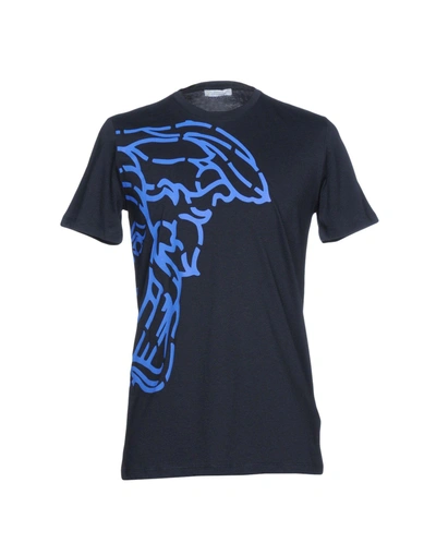 Shop Versace T-shirts In Dark Blue