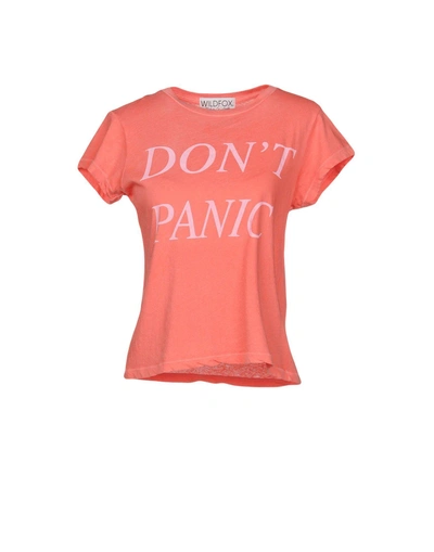 Shop Wildfox T-shirt In Coral