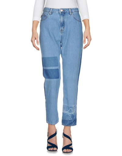 Shop Love Moschino Denim Capris In Blue