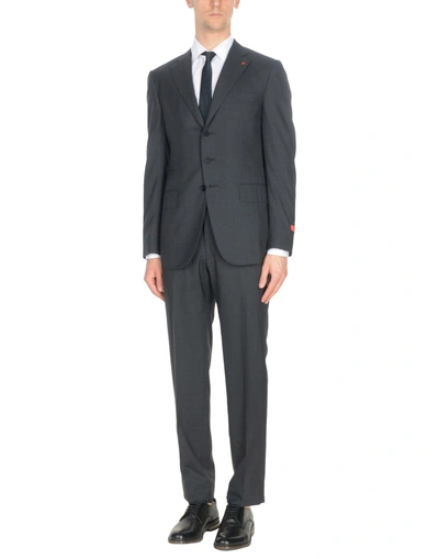 Shop Isaia Suits In Steel Grey