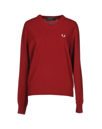 Shop Fred Perry Jumper In Maroon