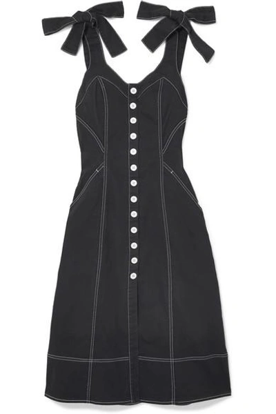 Shop Ulla Johnson Emory Bow-detailed Denim Dress In Black