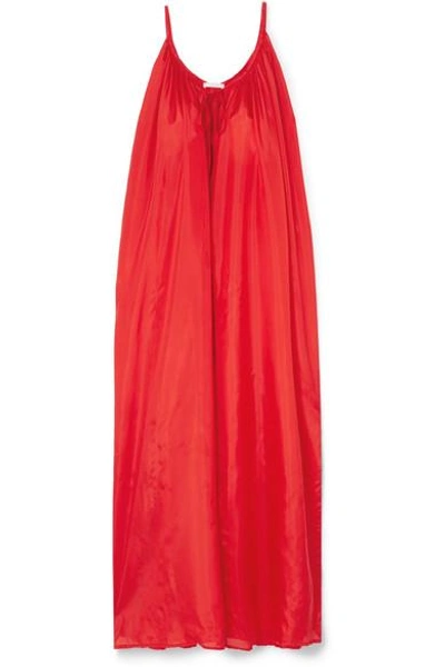 Shop Kalita Mercury Silk-habotai Maxi Dress In Red