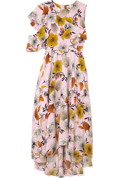 maje midi printed dress in crepe