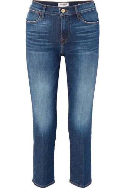 Shop Frame Le High Straight-leg Jeans In Mid Denim