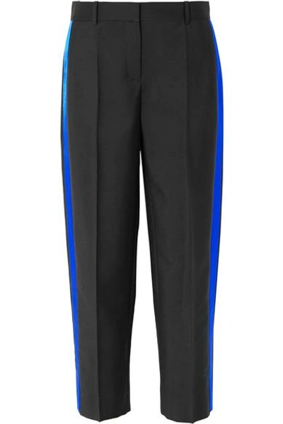 Shop Givenchy Striped Mohair And Wool-blend Straight-leg Pants In Black
