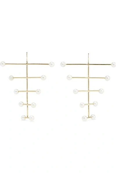 Shop Mateo Blizzard Mobile 14-karat Gold Pearl Earrings