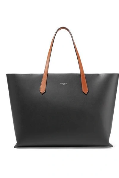 Shop Givenchy Gv Two-tone Leather Tote In Black