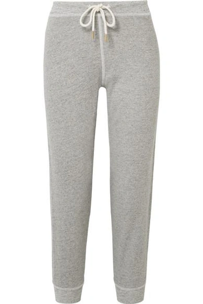 Shop The Great The Cropped Cotton-blend Jersey Track Pants In Gray