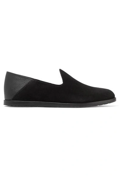 Shop Pedro Garcia Yeira Suede And Leather Collapsible-heel Loafers In Black