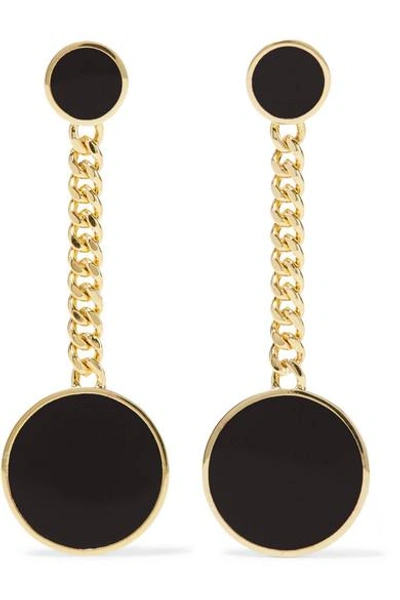 Shop Arme De L'amour Gold-plated And Enamel Earrings In Black
