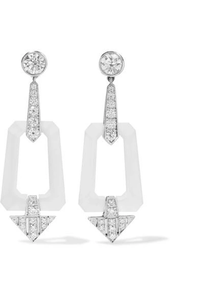 Shop Fred Leighton Collection 18-karat White Gold, Rock Crystal And Diamond Earrings