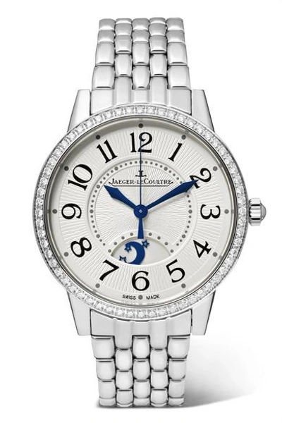 Shop Jaeger-lecoultre Rendez-vous Night & Day 34mm Stainless Steel And Diamond Watch In Silver