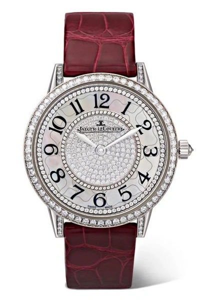 Shop Jaeger-lecoultre Rendez-vous Night & Day Ivy 34mm 18-karat White Gold, Alligator And Diamond Watch