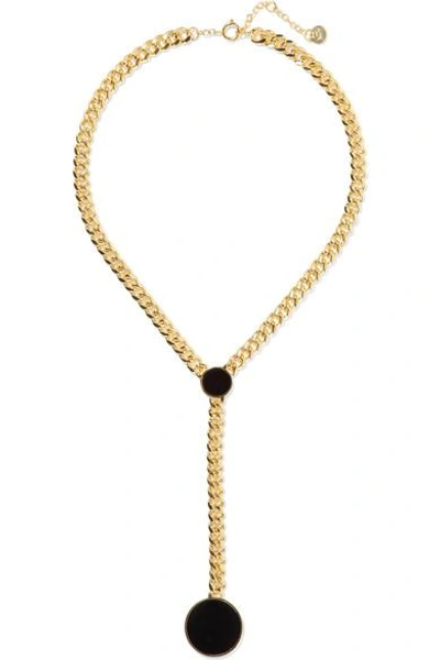 Shop Arme De L'amour Gold-plated And Enamel Necklace In Black