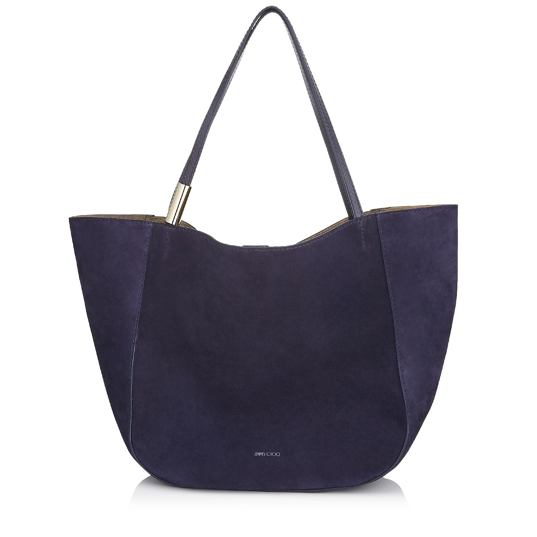 navy suede tote bag