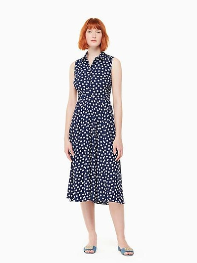 Kate Spade Collared Cloud Dot Midi Dress In French Navy fresh