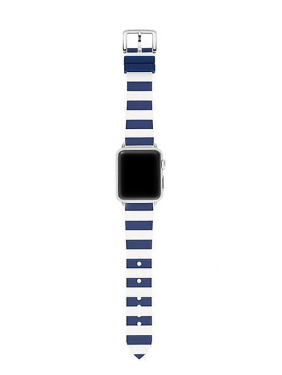 Shop Kate Spade Silicone Stripe Apple Watch® Strap In Navy