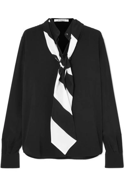 Shop Givenchy Pussy-bow Silk Crepe De Chine Blouse In Black