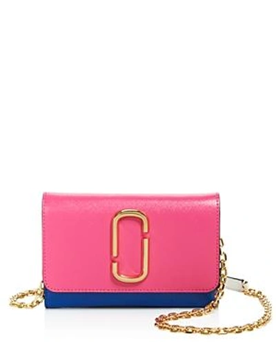 Shop Marc Jacobs Leather Chain Wallet In Vivid Pink Multi/gold