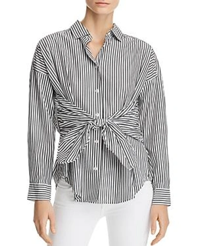 Shop Frame Tie-front Striped Poplin Shirt In Noir Multi