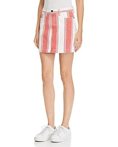 Shop Frame Le Mini Striped Denim Skirt In Fiery Stripe