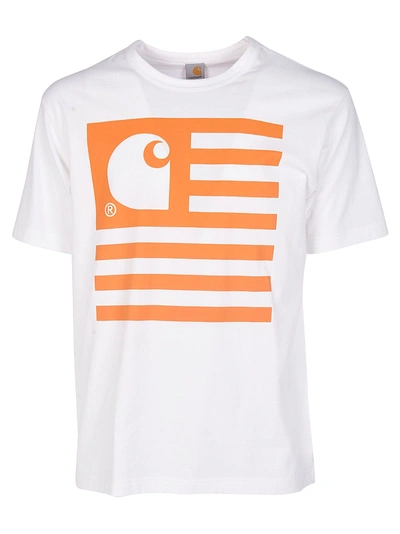 Shop Junya Watanabe Comme Des Garçons X Carhartt Printed T-shirt In White-orange