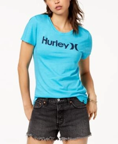 Shop Hurley Juniors' Perfect Crew Logo Graphic T-shirt In Chlorine