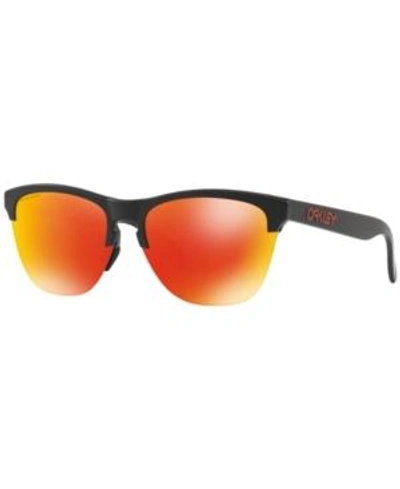 Shop Oakley Frogskins Lite Sunglasses, Oo9374 In Black Matte/prizm Red