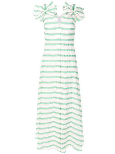 Shop Delpozo Striped Flared Maxi Dress In White