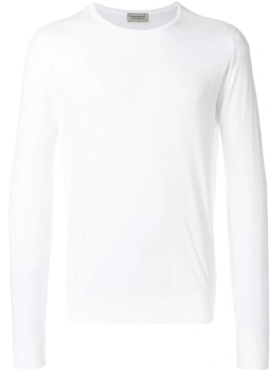 Shop John Smedley Crew Neck Lightweight Jumper In White