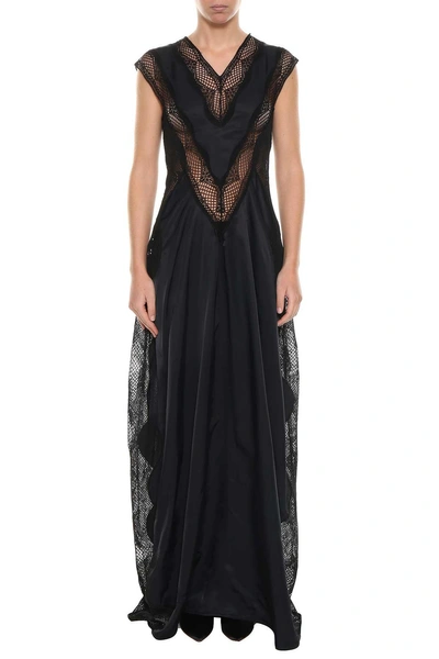Shop Celine Long Lace Dress In Nero