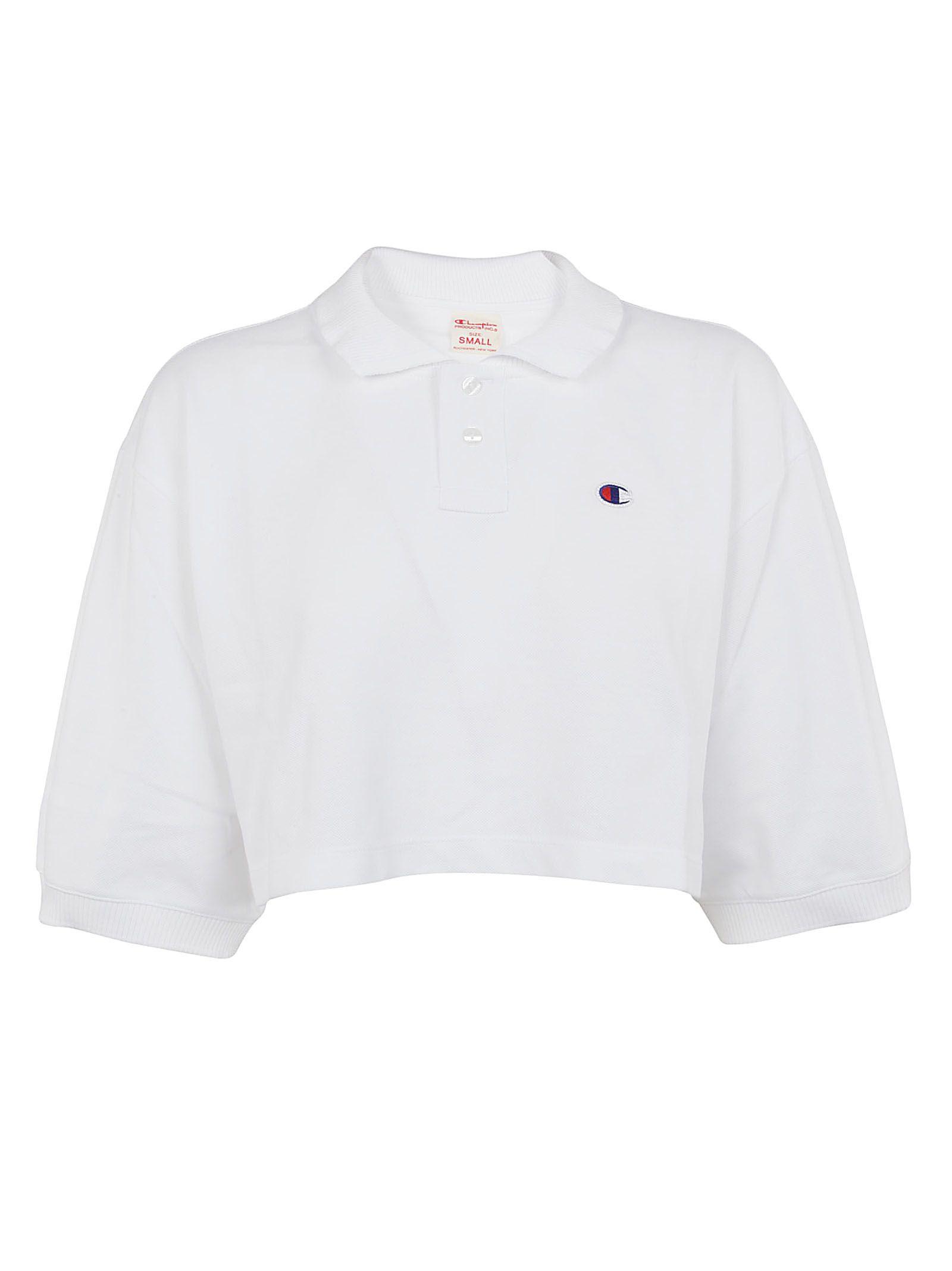 Champion Cropped Polo Shirt In White 